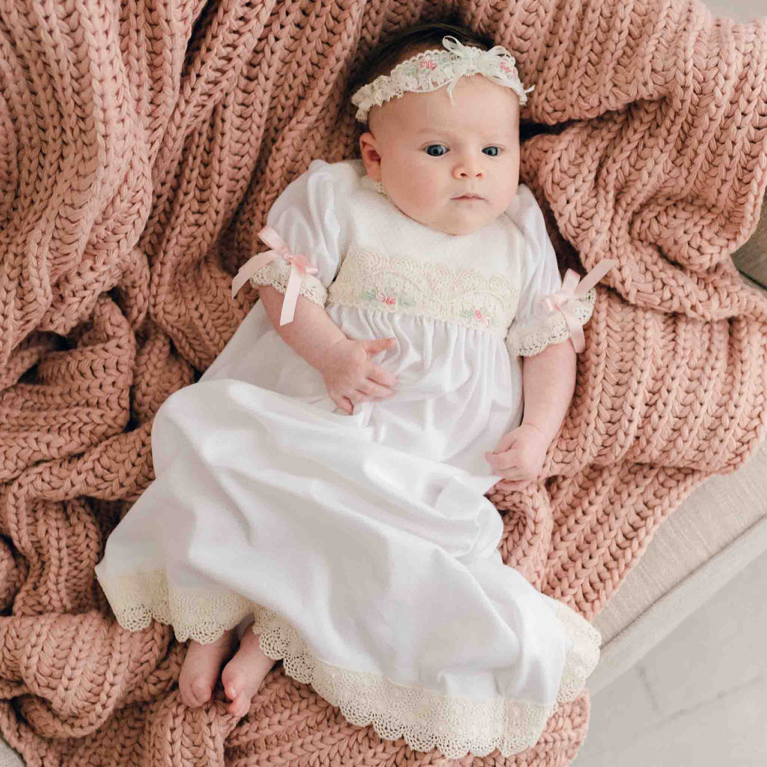 Chloe Layette Gown and Headband