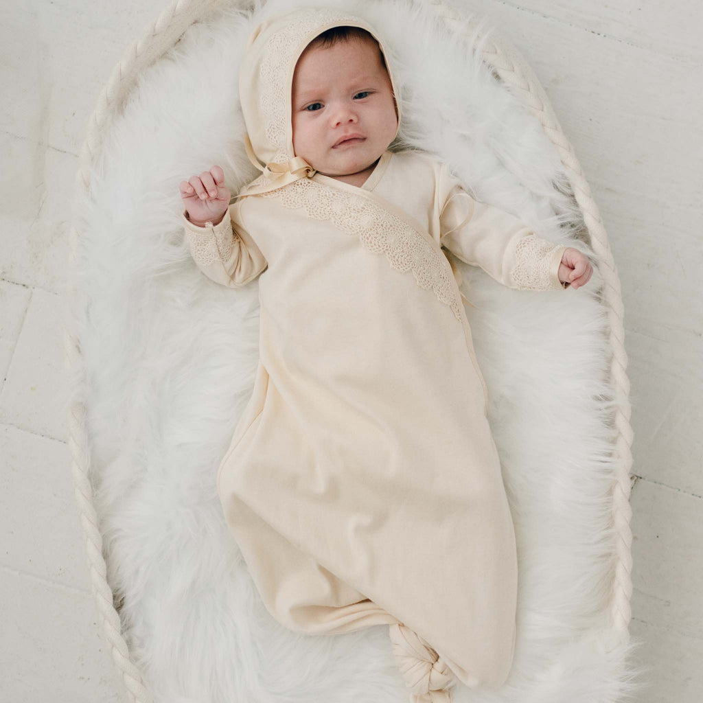 Mia Knot Gown Bonnet – Baby Beau and Belle - Main Image
