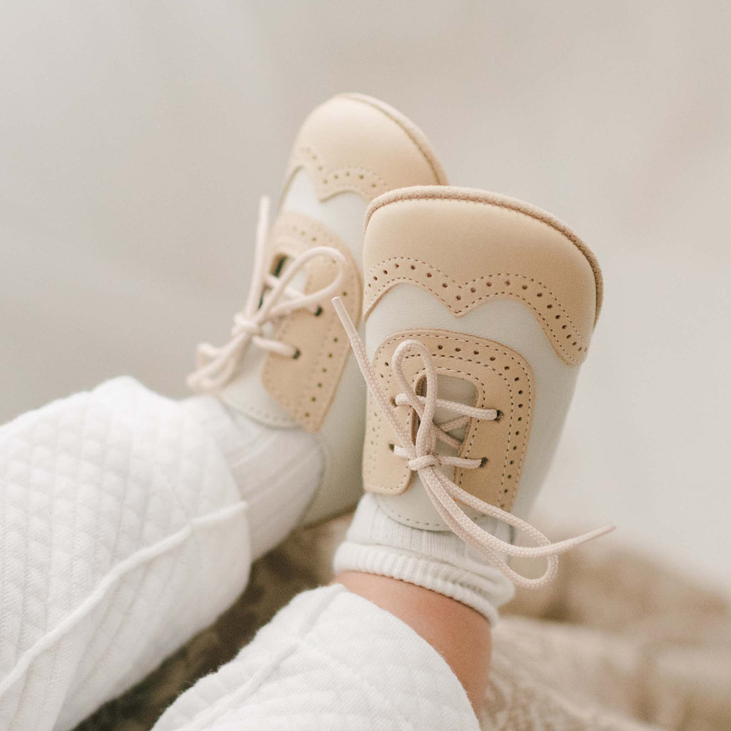 Boys Beige Ivory Wingtip Shoes │ Baby Beau Belle – Baby Beau