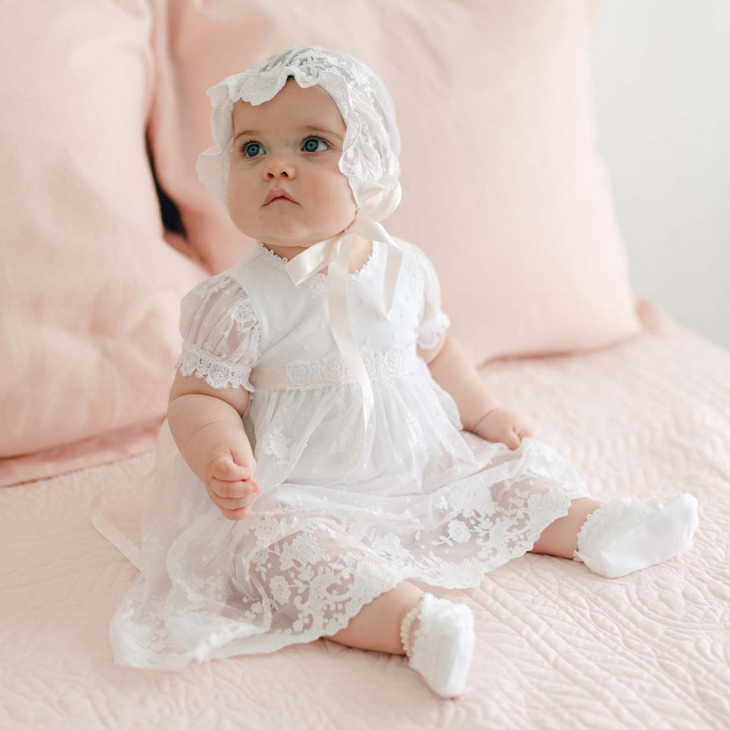 Girls Christening Dress Melissa Romper Dress – Baby Beau and Belle