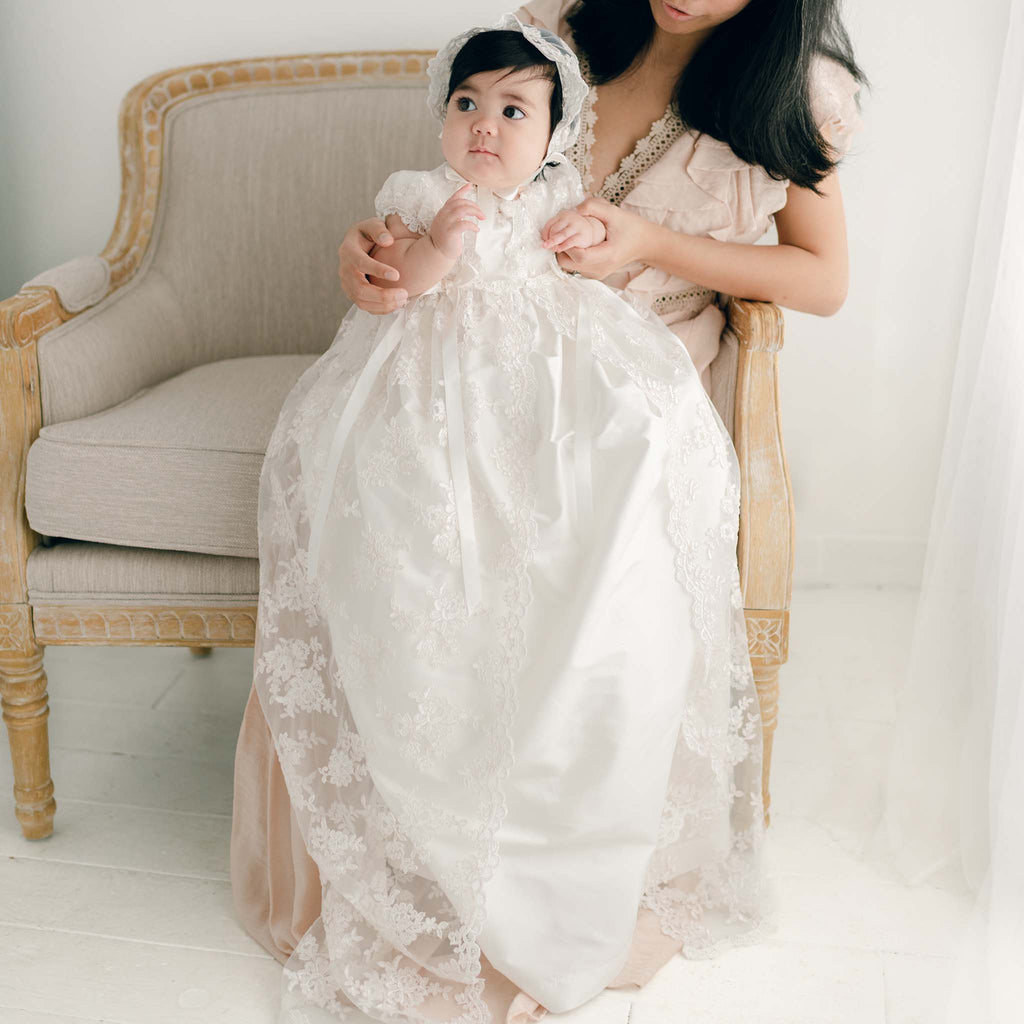 Penelope Christening Gown & Bonnet at Baby Beau & Belle