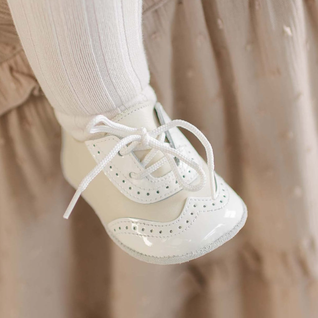 Ivory Two Tone Wingtip Shoes at Baby Beau & Belle