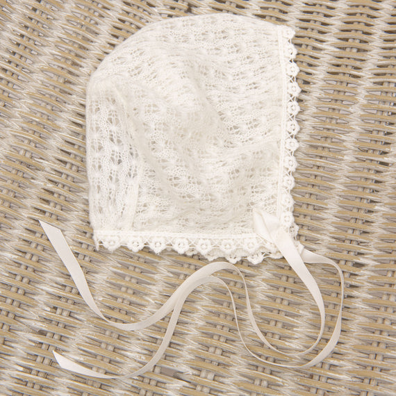 closeup o the Ella knit bonnet