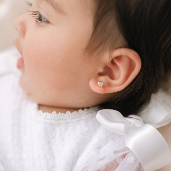 14k Gold Heart Birthstone Earrings