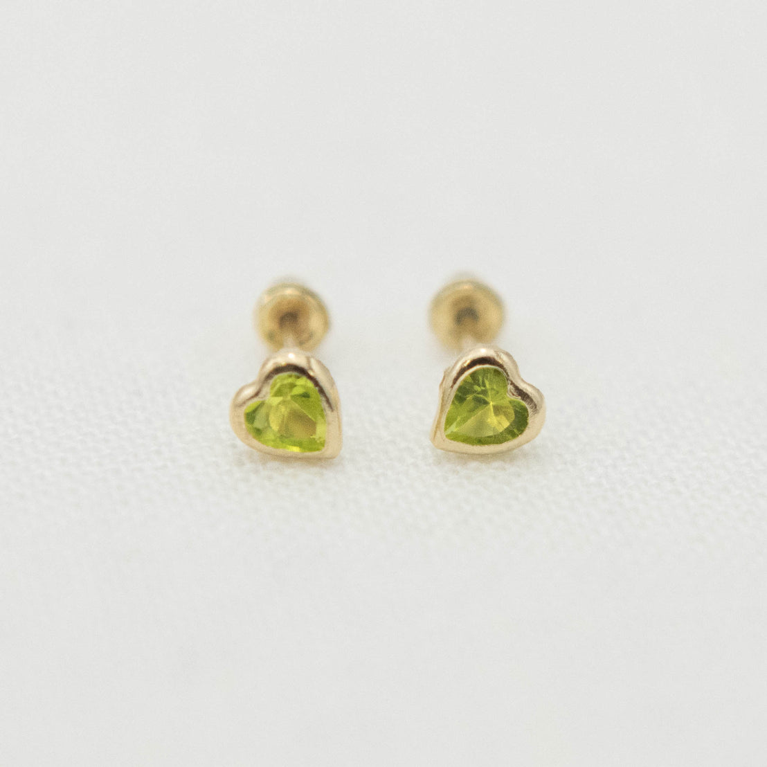 14k Gold Heart Birthstone Earrings
