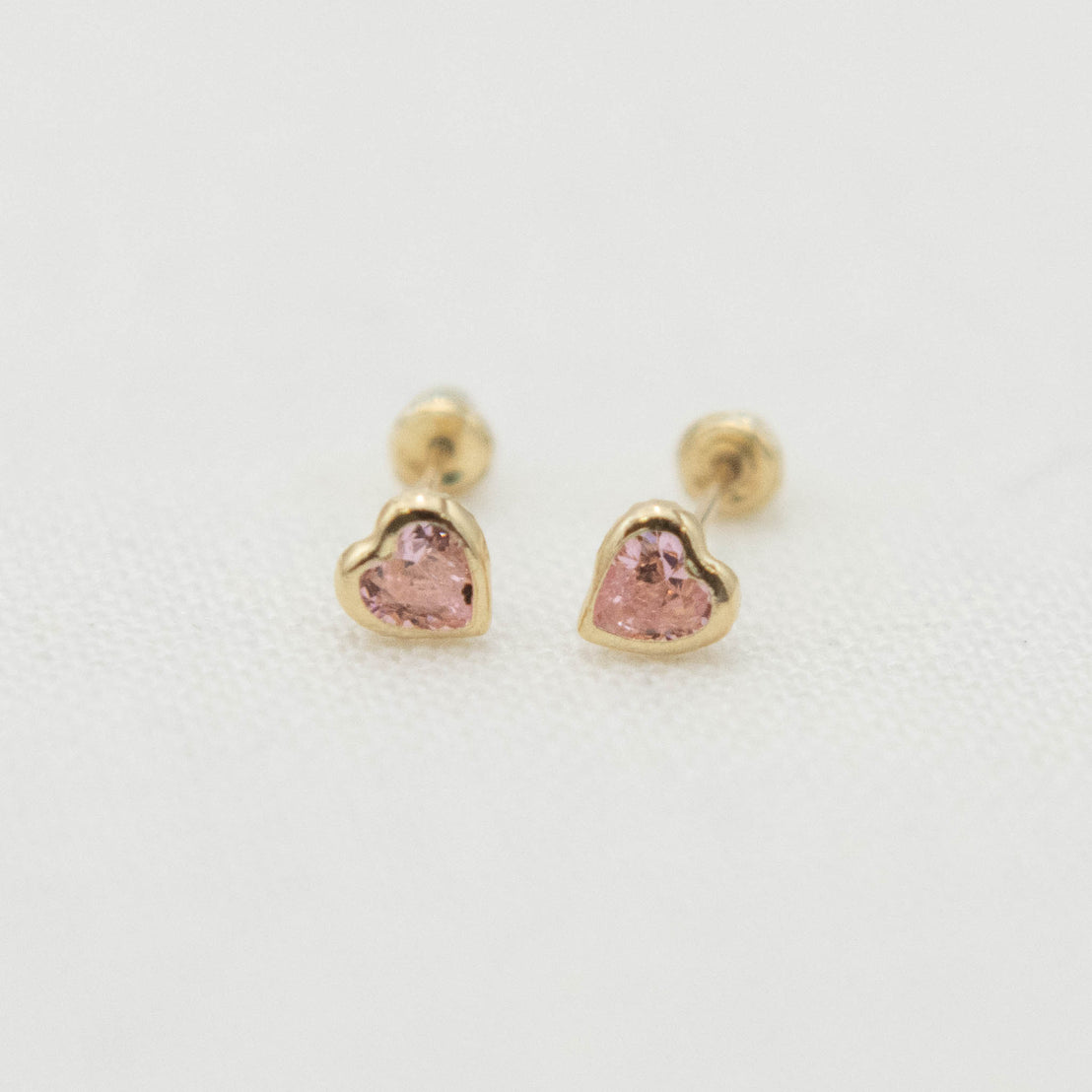 14k Gold Heart Birthstone Earrings