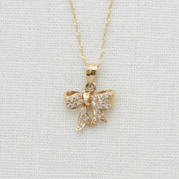 14k Gold Fancy Bow Charm with Chain