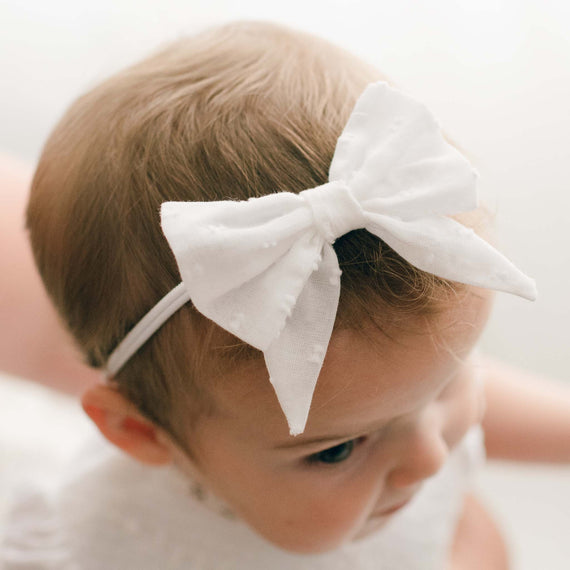 baby girl wearing Ella bow 
