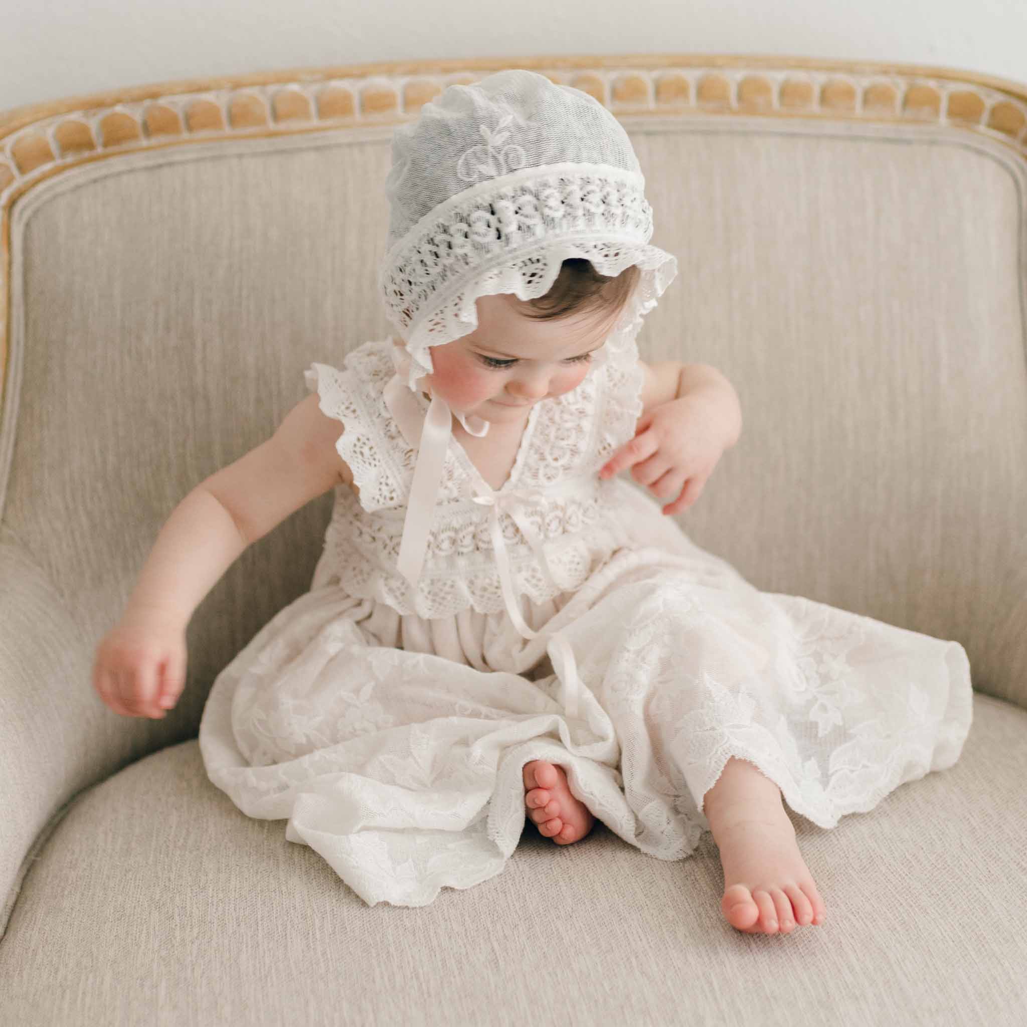 Charlotte Christening Gown & Bonnet Baby Beau and Belle Charlotte Christening Gown & Bonnet Baby Beau and Belle