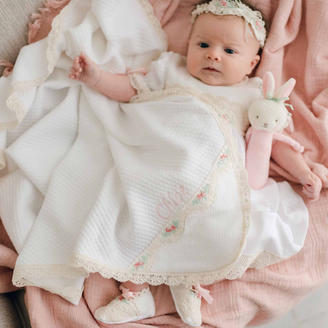 Chloe personalized blanket with baby