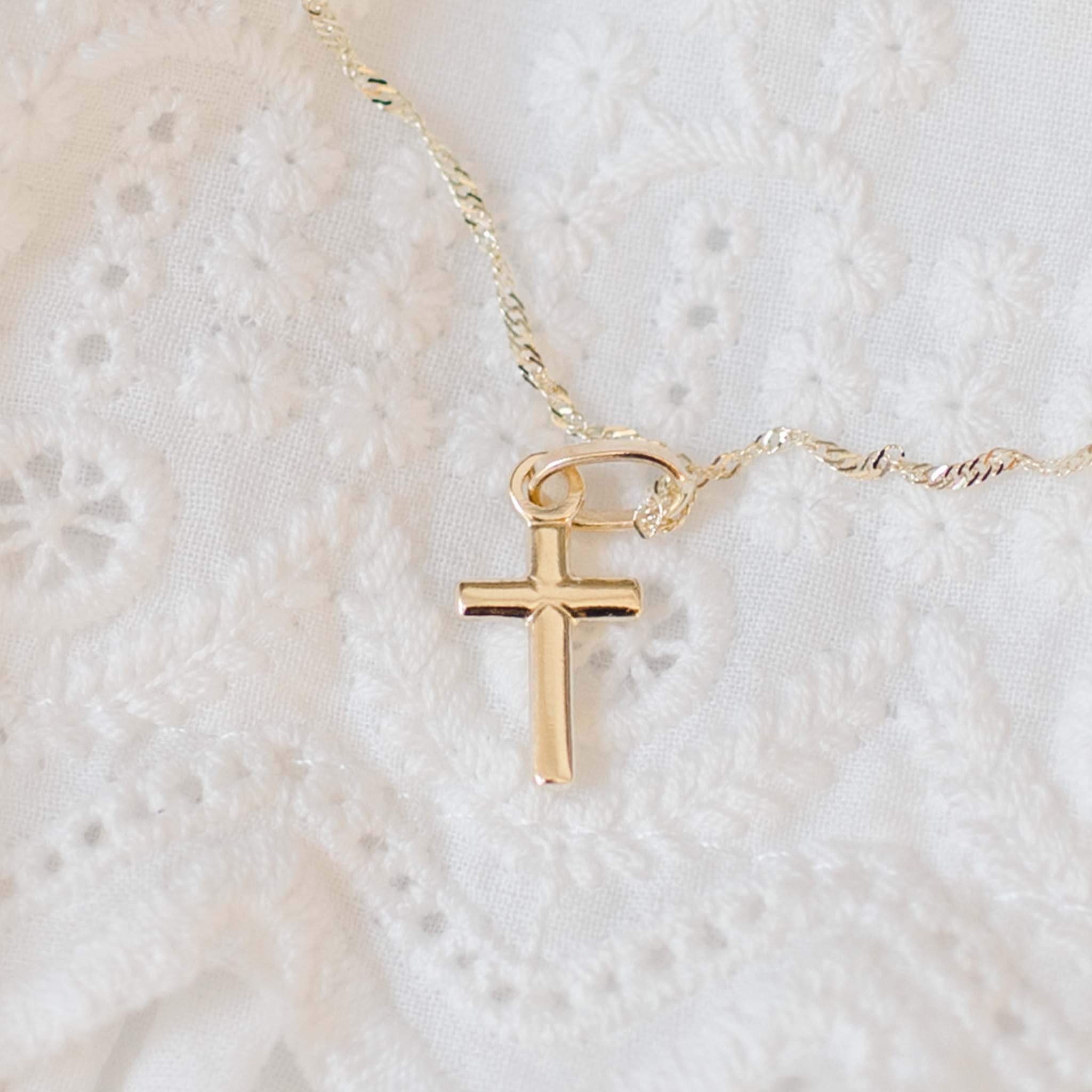 Baby Shower Gift - 14K Gold Cross With Chain – Baby Beau and Belle