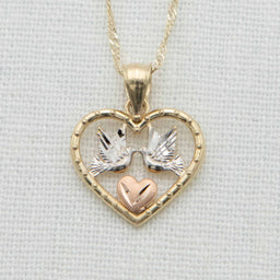 14k Gold Dove Heart with Chain