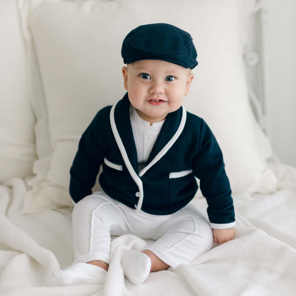 2-piece Baby Girl/Boy Button Design Textured Padding Coat and Pants Set