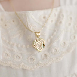 14k Gold Rose Heart with Chain