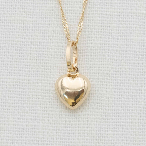 Large gold heart charm necklace