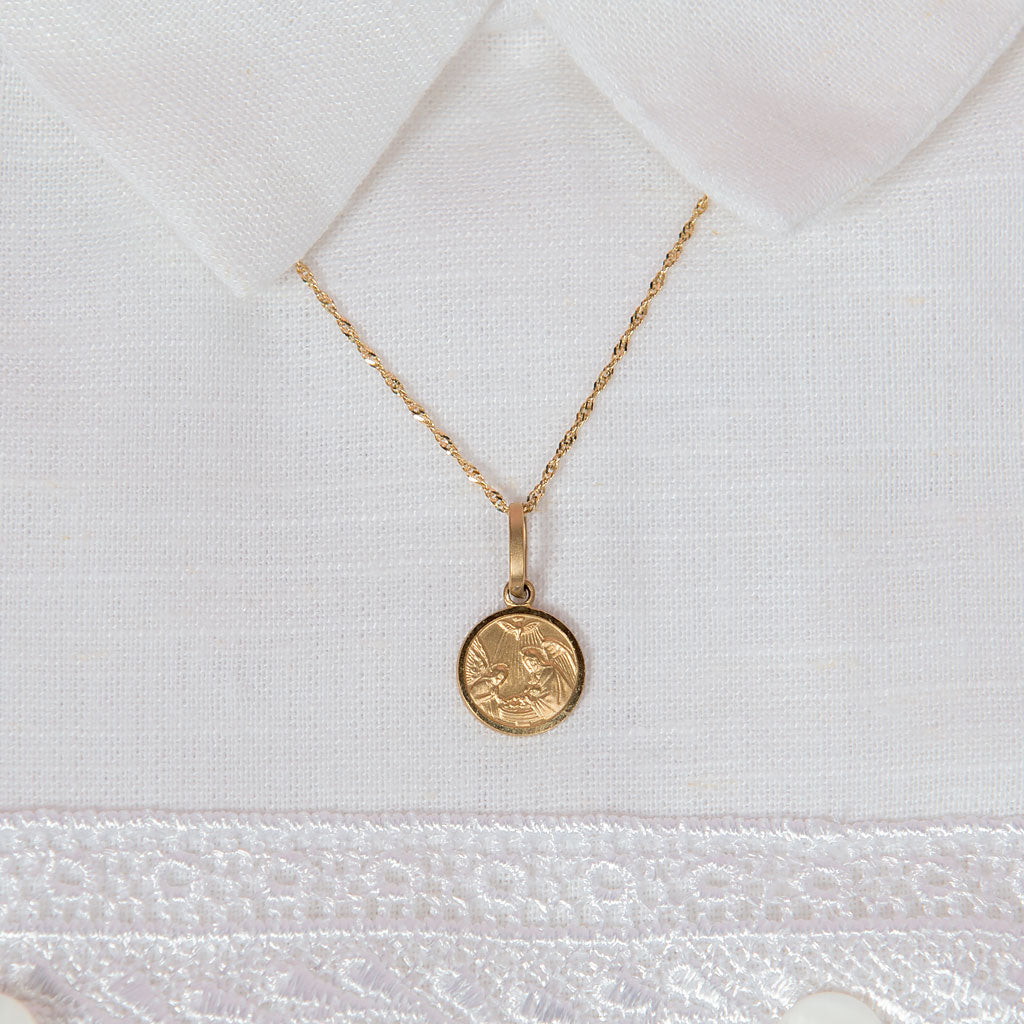 14K Solid Gold Baptism Charm with Chain
