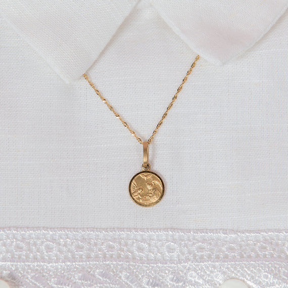 14K Solid Gold Baptism Charm with Chain