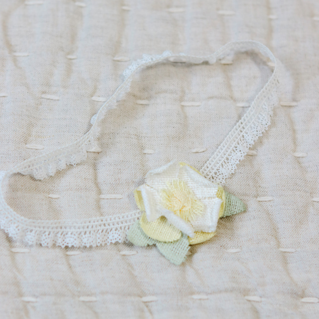 Petite Fleur Yellow Linen Flower Headband