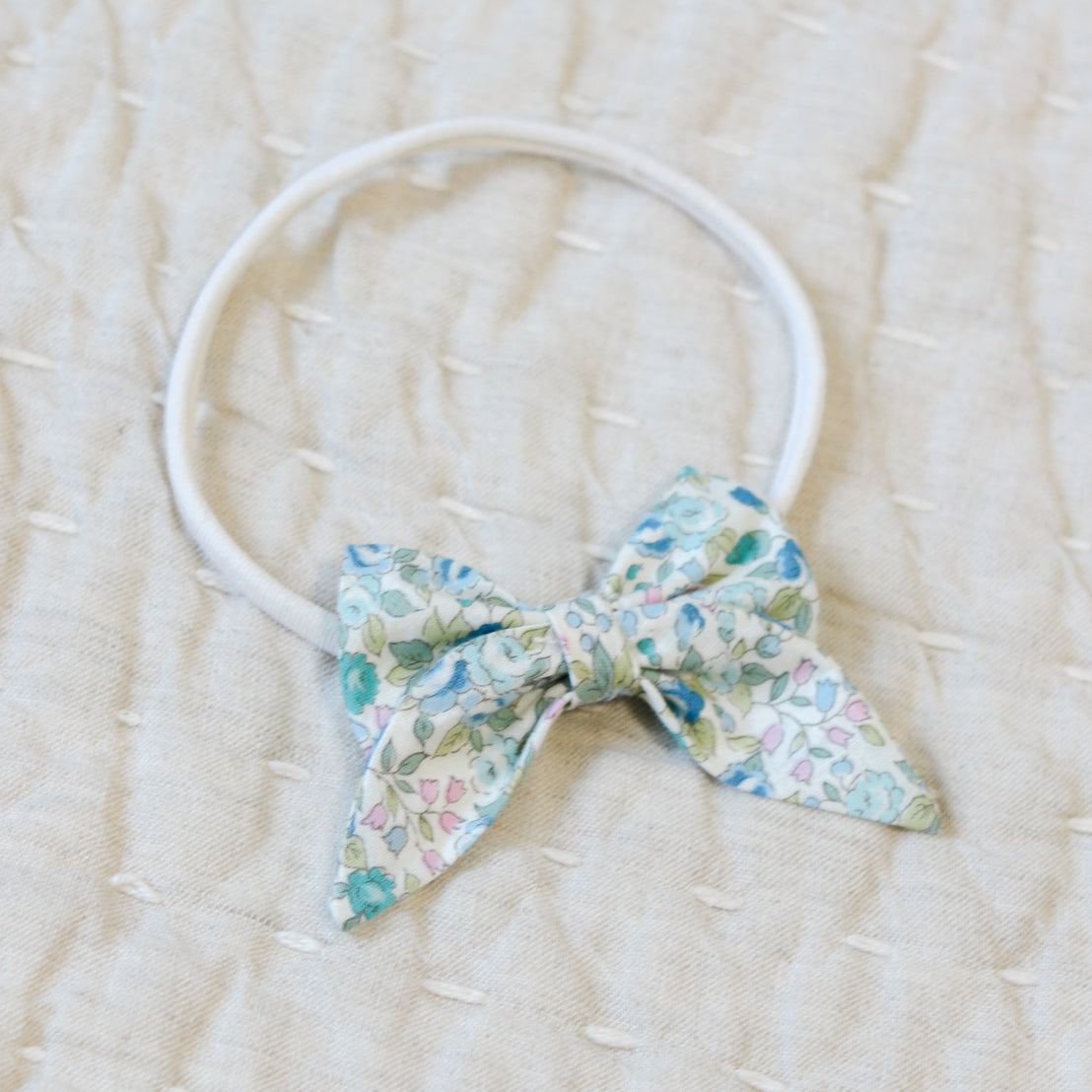 Petite Fleur Blue Bow Headband