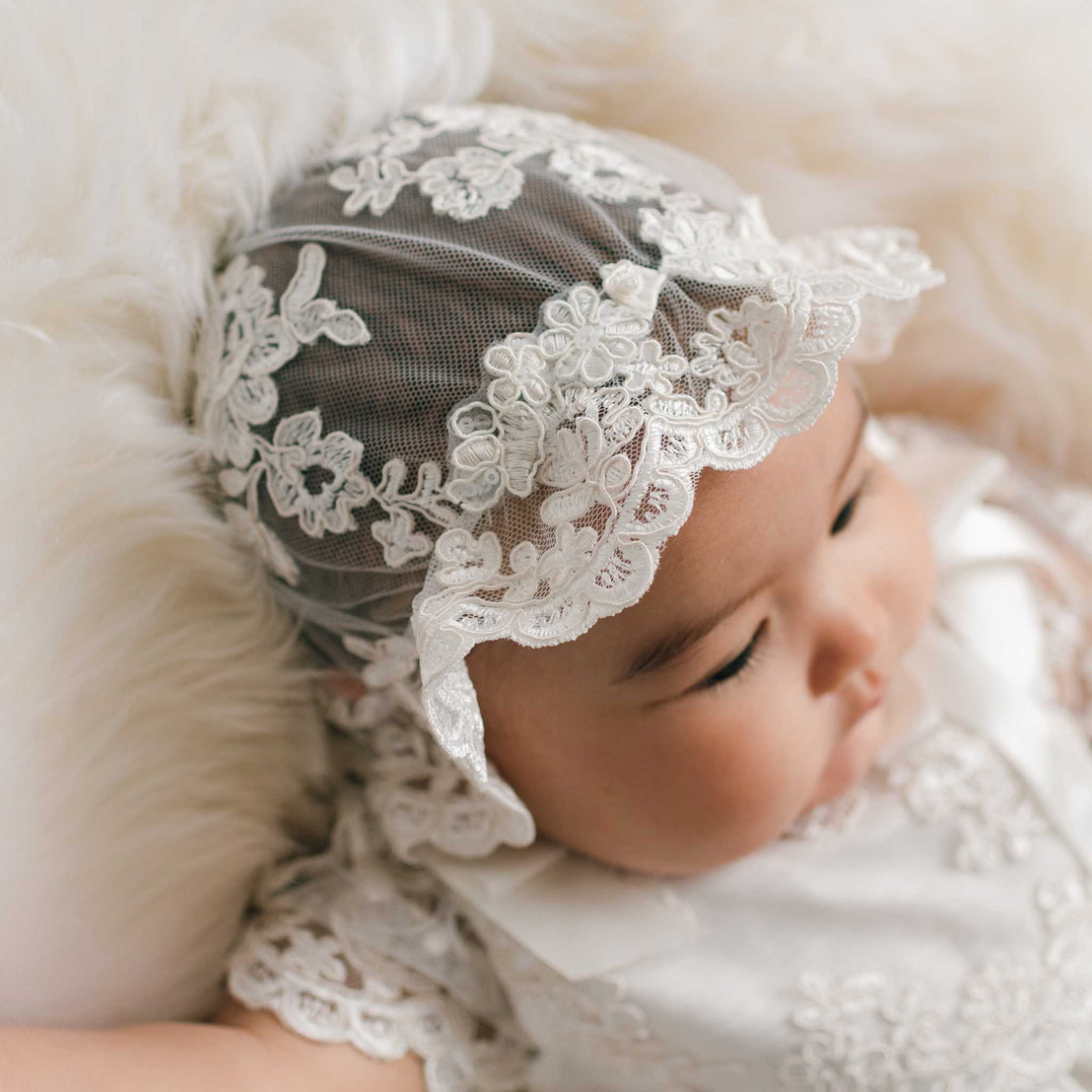 Penelope Lace Bonnet – Baby Beau and Belle - Main Image