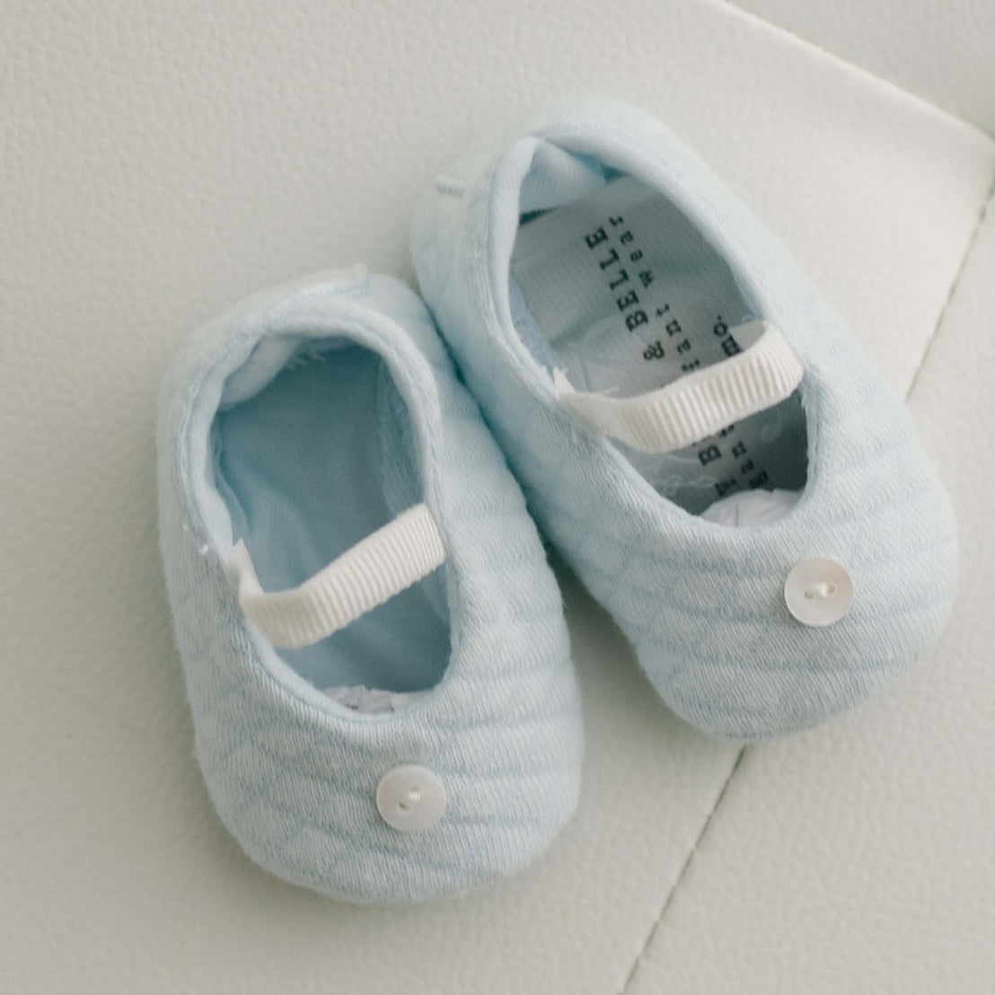 Pair of blue baby boy booties