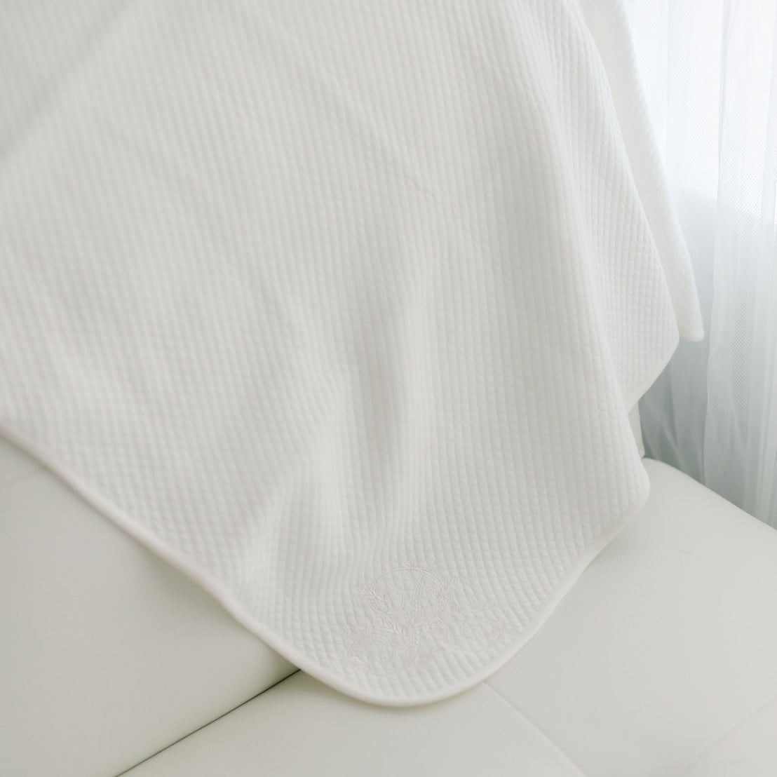 Custom baby blanket in ivory cotton