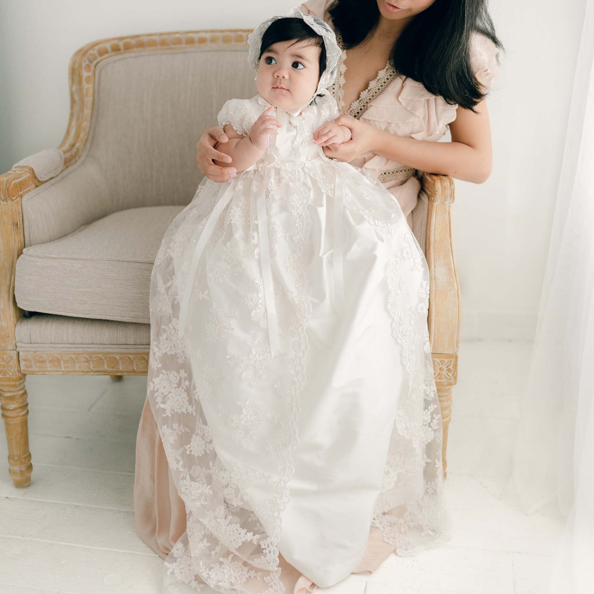 Penelope Christening Gown & Bonnet at Baby Beau & Belle