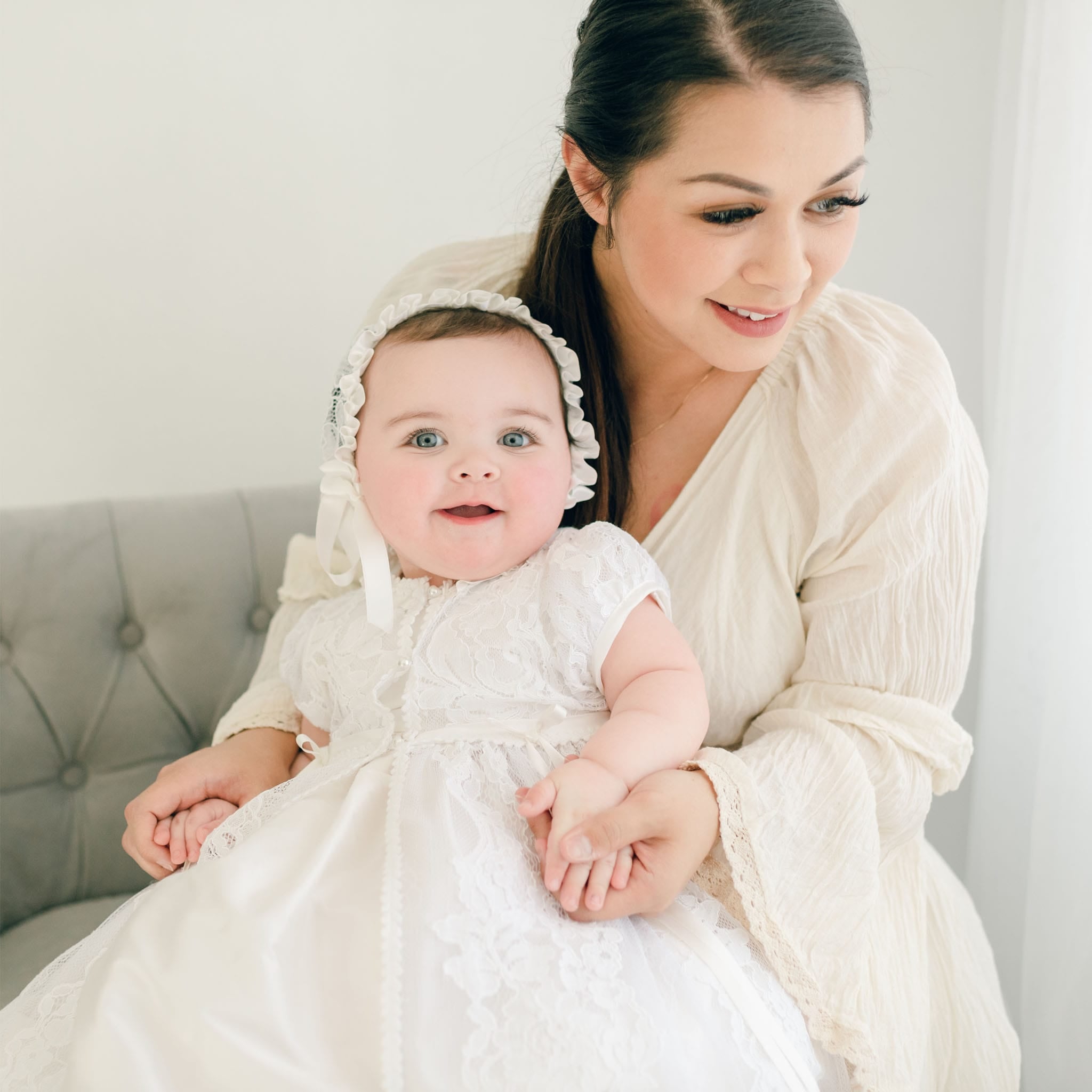Aria Christening Gown & Bonnet at Baby Beau & Belle
