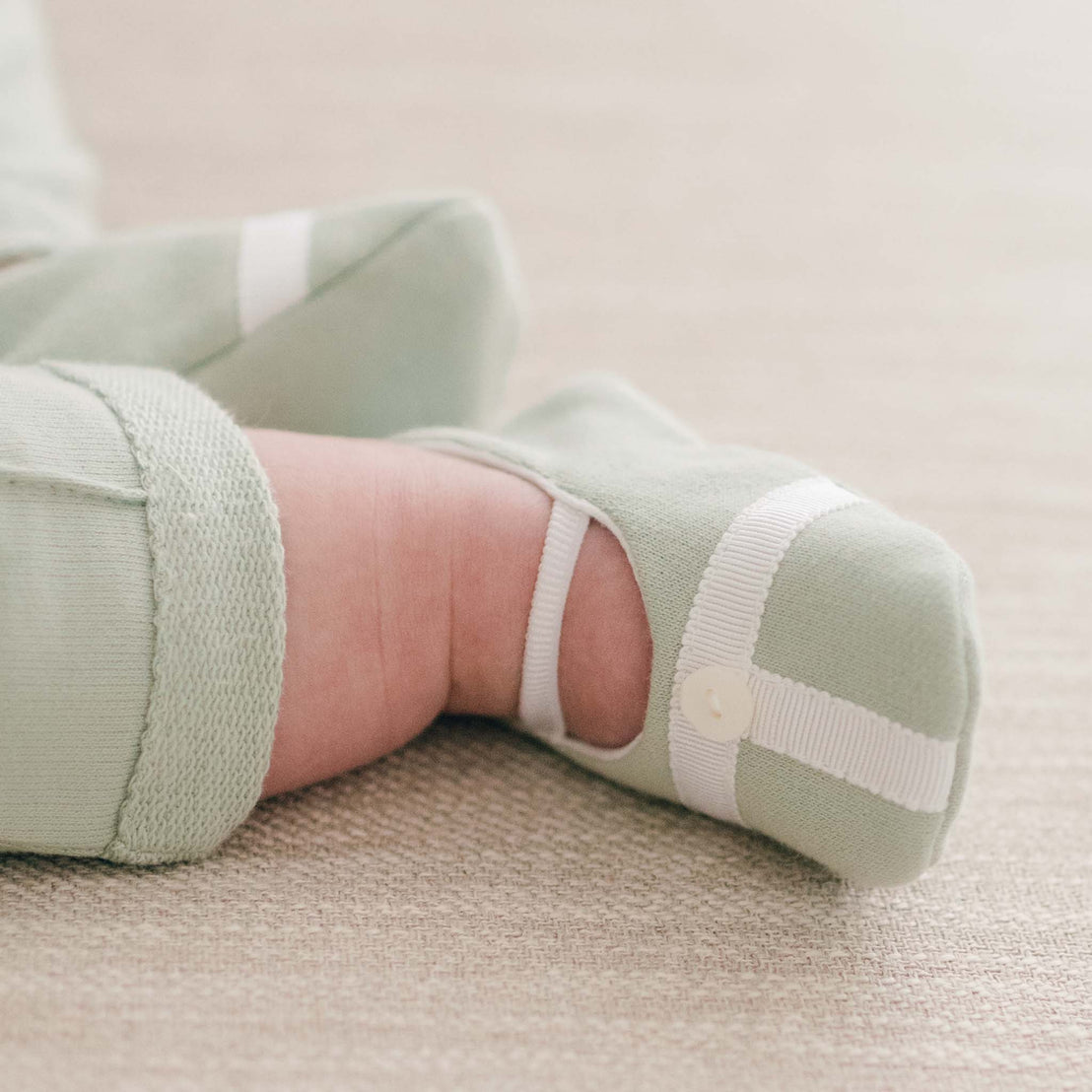 Sage green Milo baby boy booties