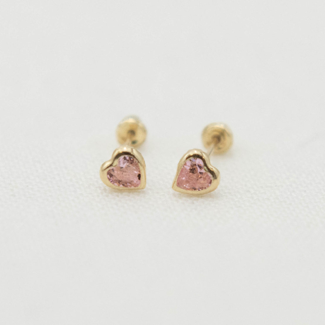 14k Gold Heart Birthstone Earrings
