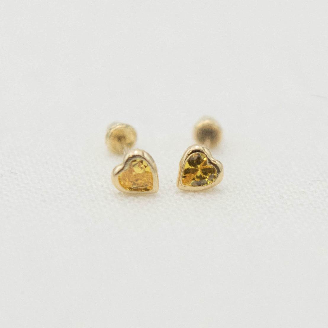 14k Gold Heart Birthstone Earrings