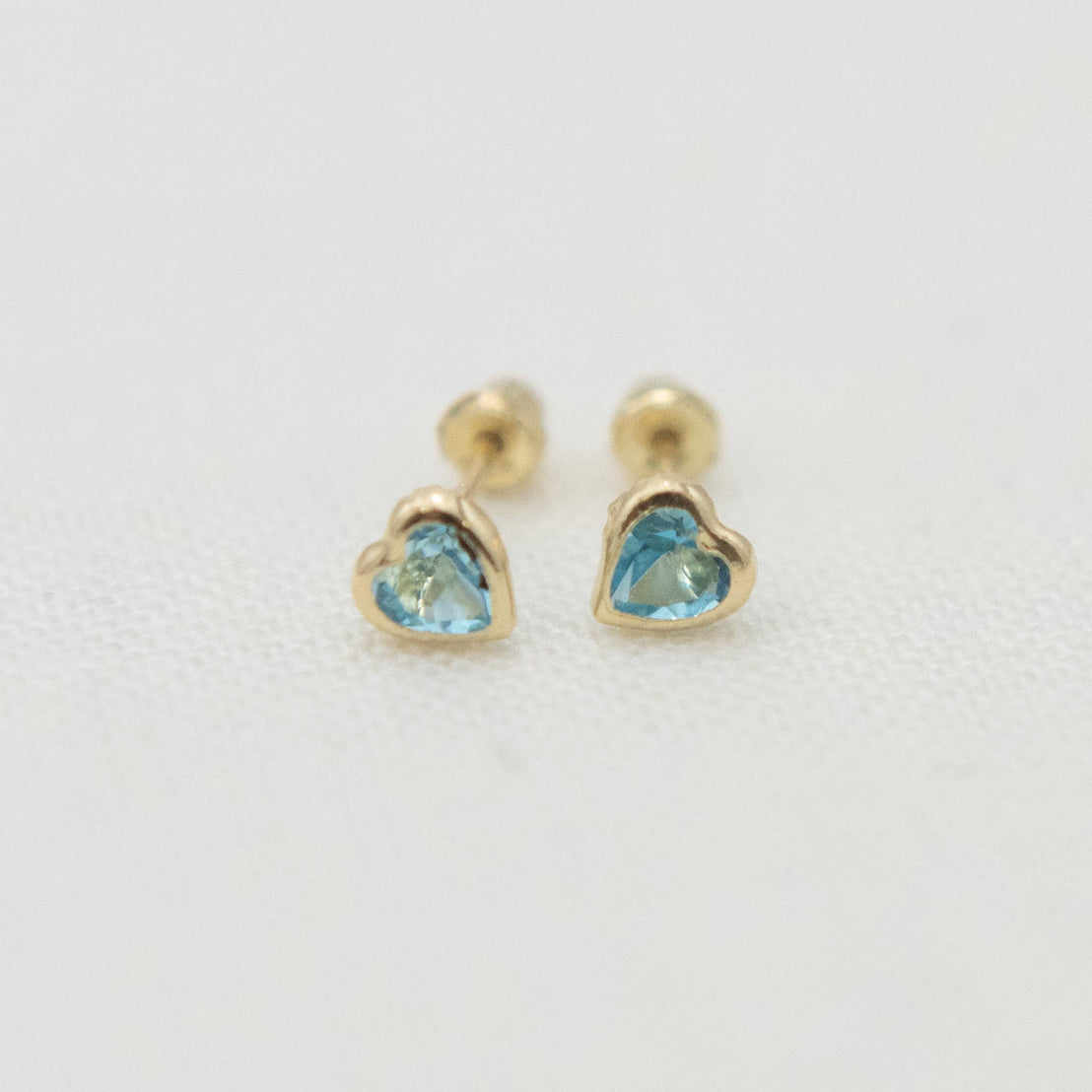 14k Gold Heart Birthstone Earrings