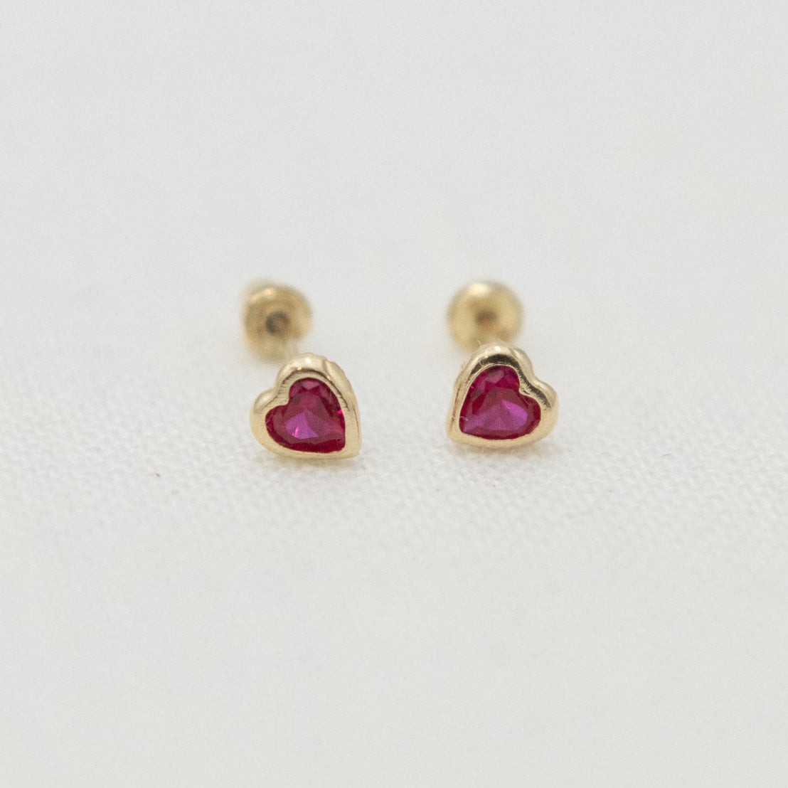 14k Gold Heart Birthstone Earrings
