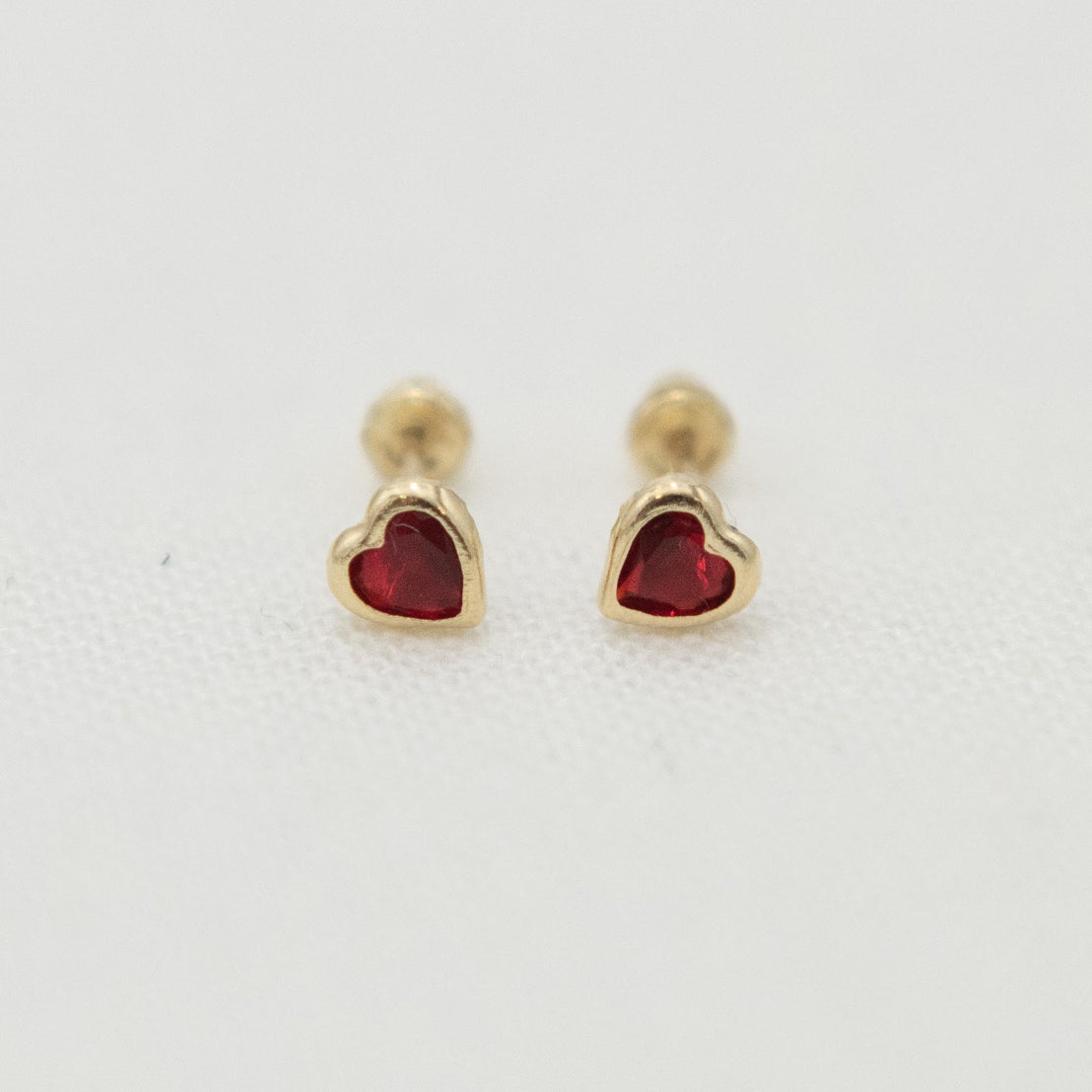 14k Gold Heart Birthstone Earrings