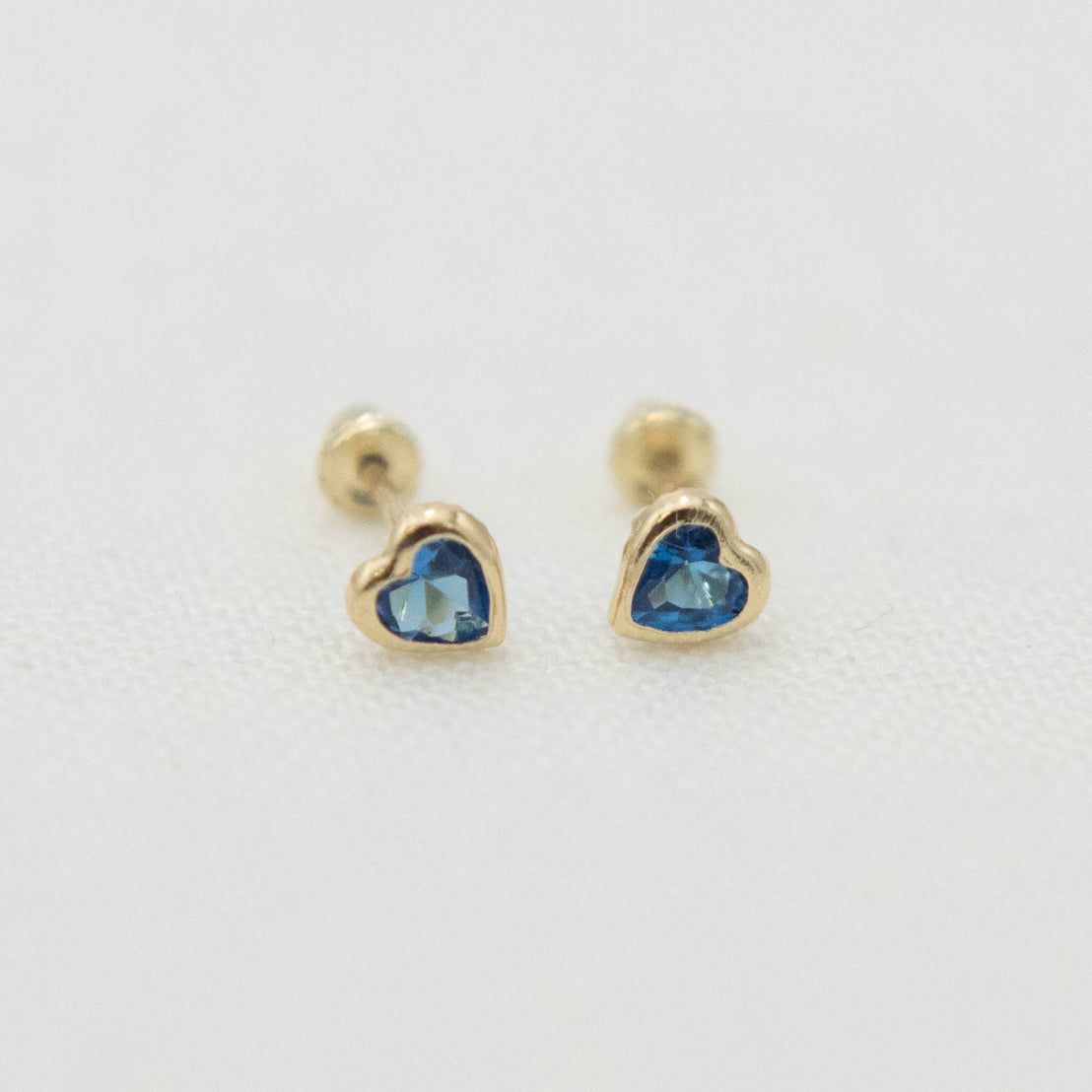 14k Gold Heart Birthstone Earrings