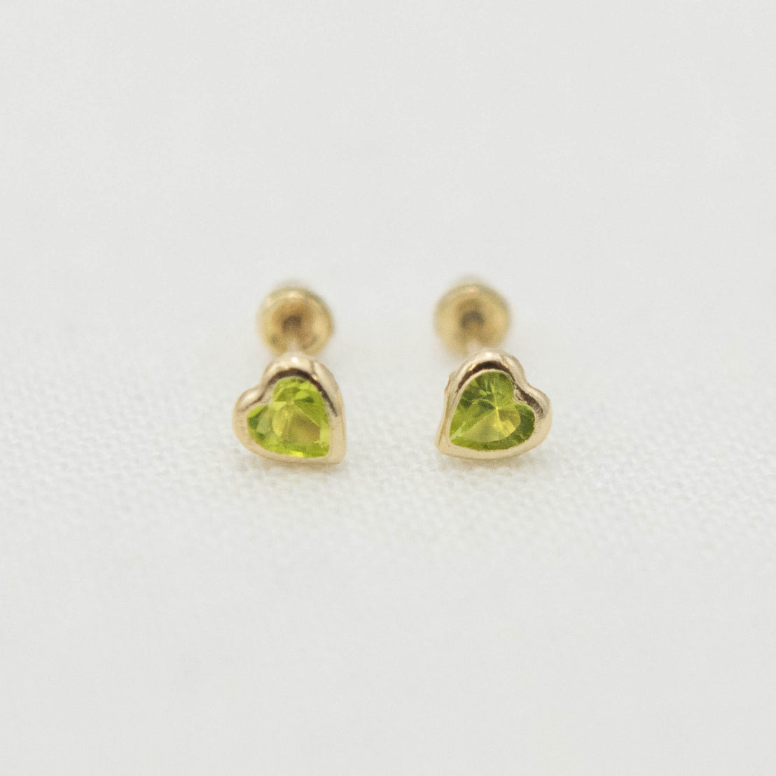 14k Gold Heart Birthstone Earrings