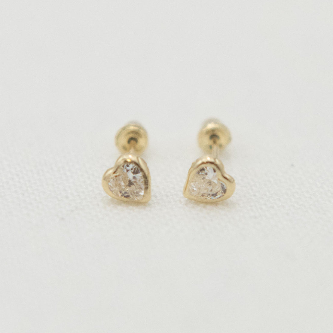 14k Gold Heart Birthstone Earrings
