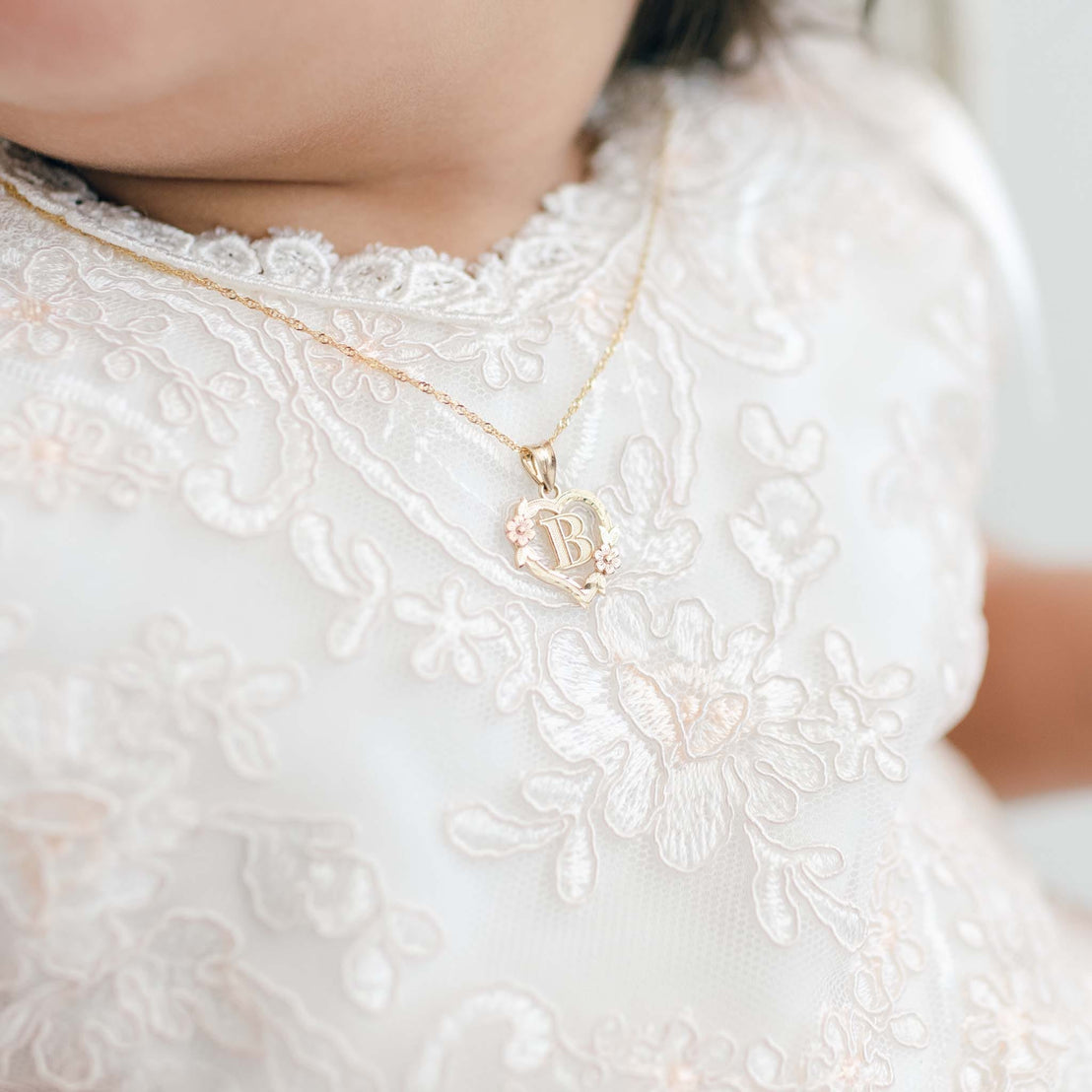 14k Gold Initial Heart Charm with Chain