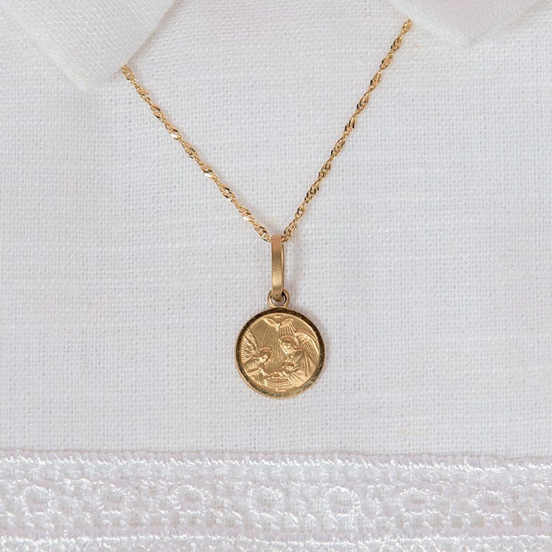 14K Solid Gold Baptism Charm with Chain