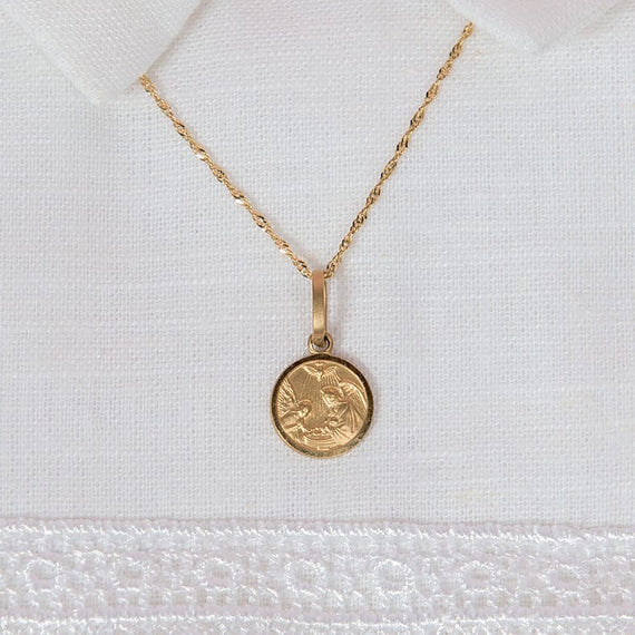 14K Solid Gold Baptism Charm with Chain