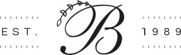 Elegant logo featuring a large, ornate letter "B" with a vine design curving around it. The text "EST. 1988" is displayed on either side of the letter.