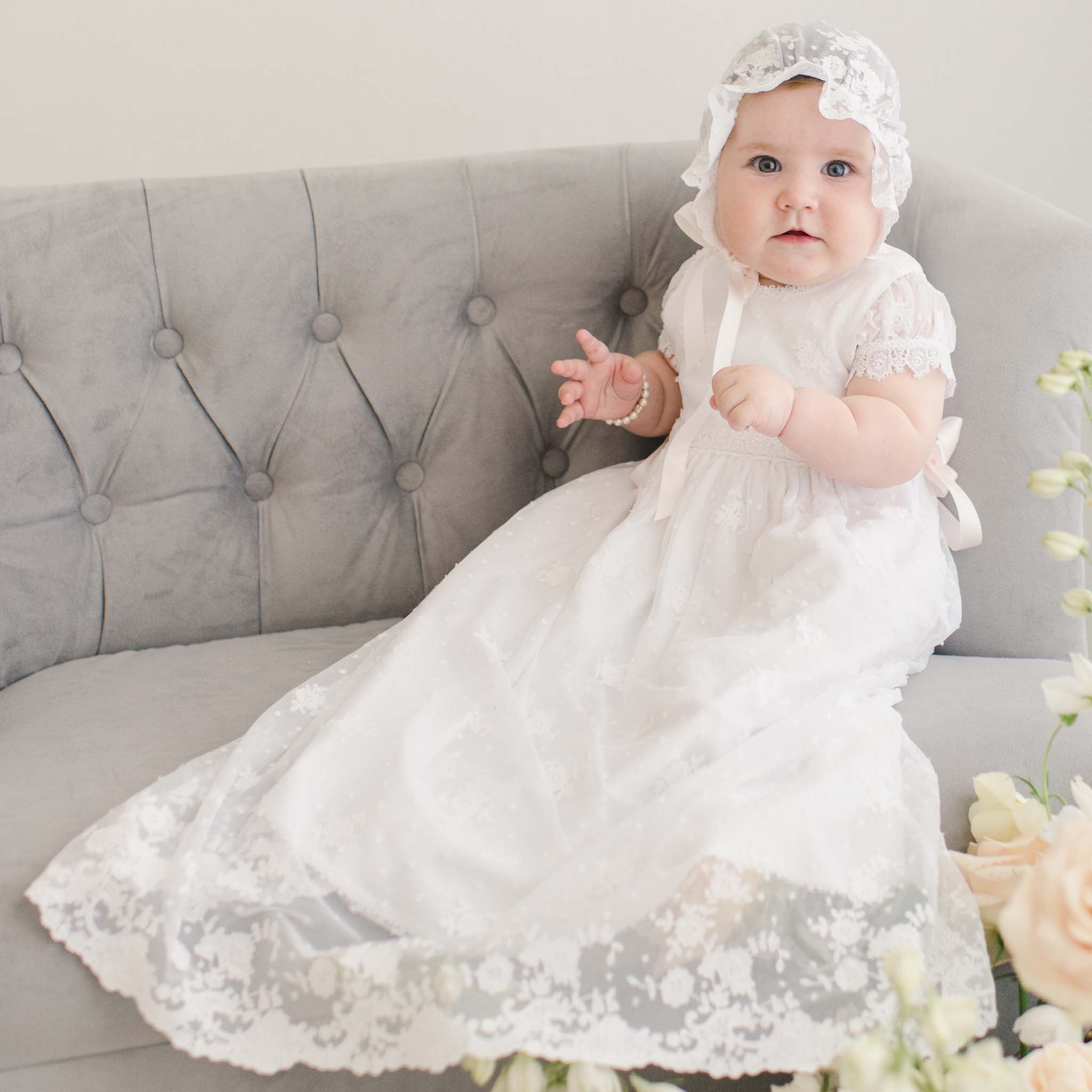 infant white baptism dress Girls Christening