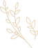 Simple drawing of two thin branches with small leaves, one longer than the other, in a light brown color on a transparent background.