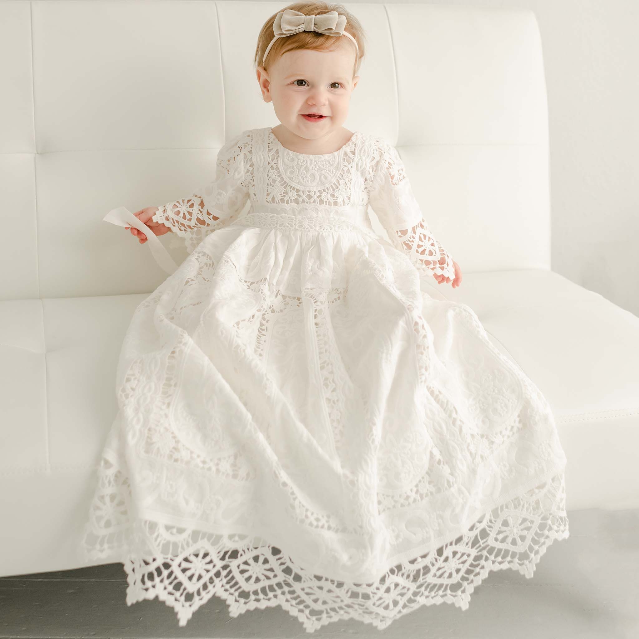 Penelope Lace Baptism Gown –