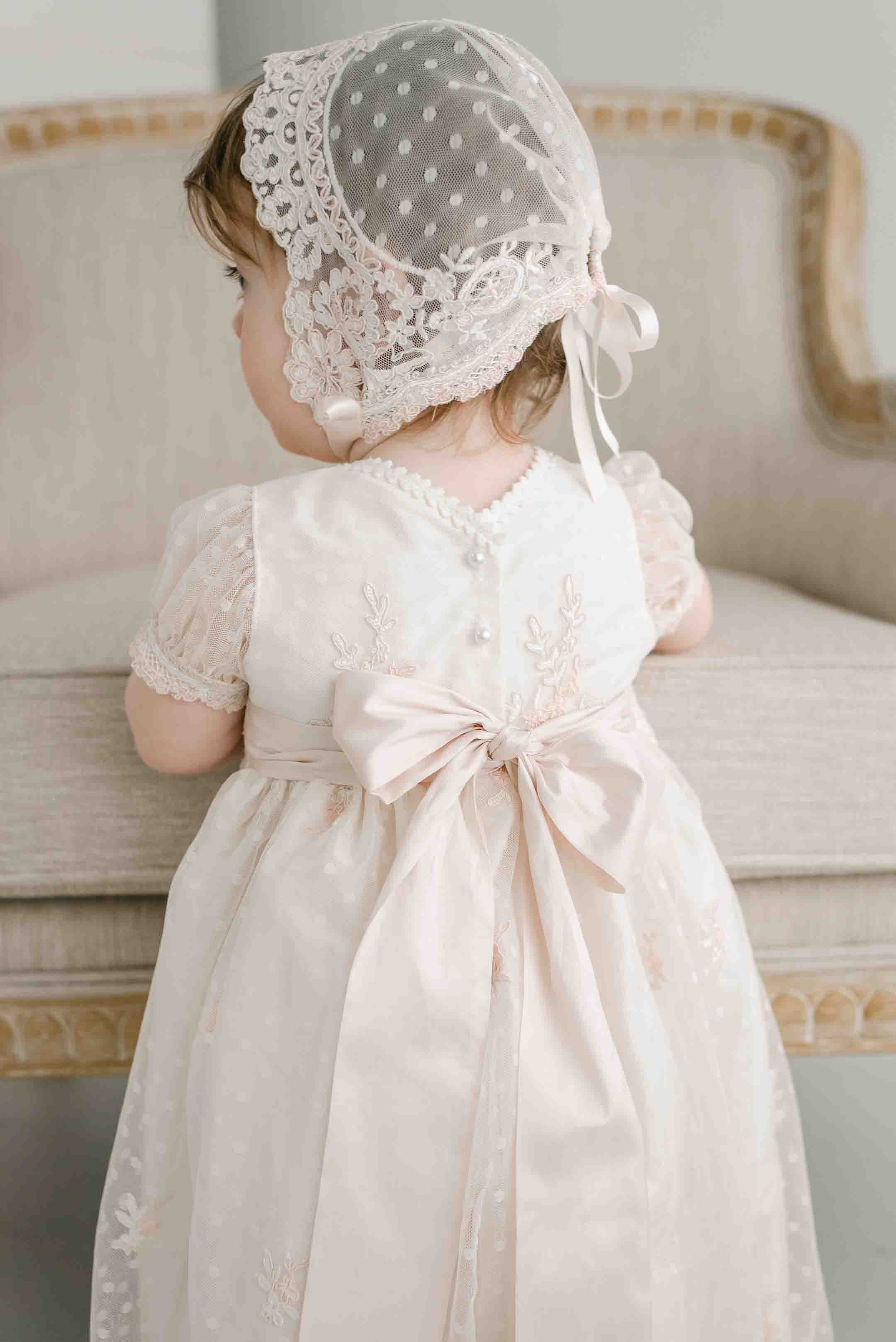 Royal Christening Gown | Smocked traditional gown and bonnet - Annafie