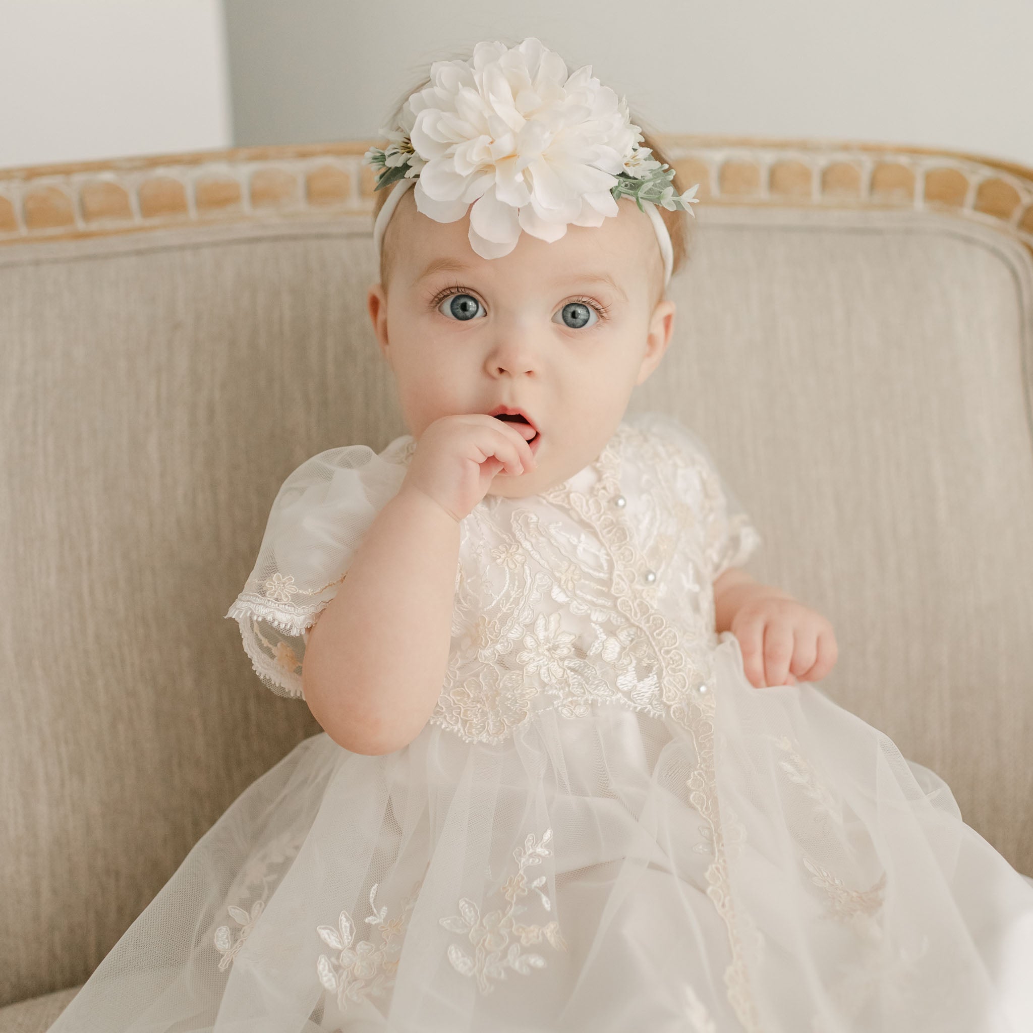 Robe Bapteme Fille Bebe Long Christening Gown Baby Girl, Cotton