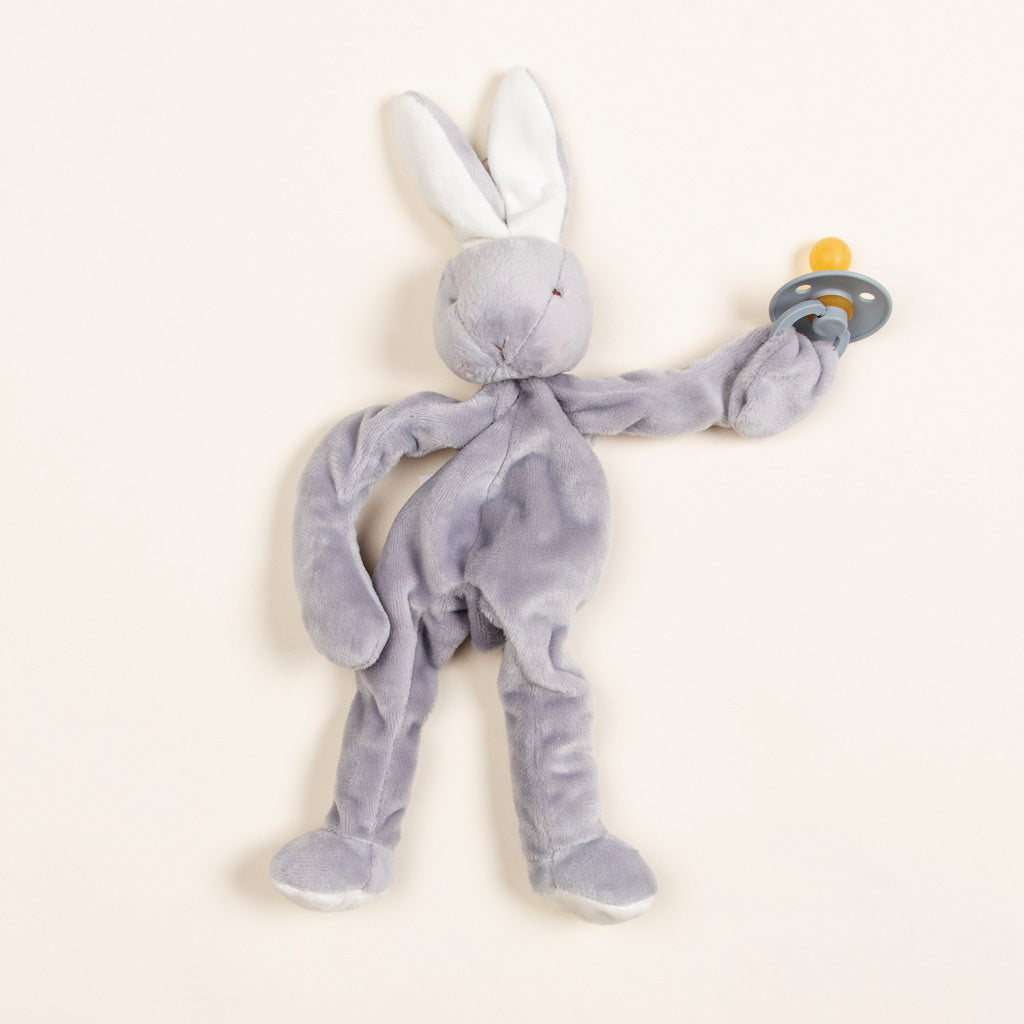 Grey Silly Bunny Buddy | Pacifier Holder