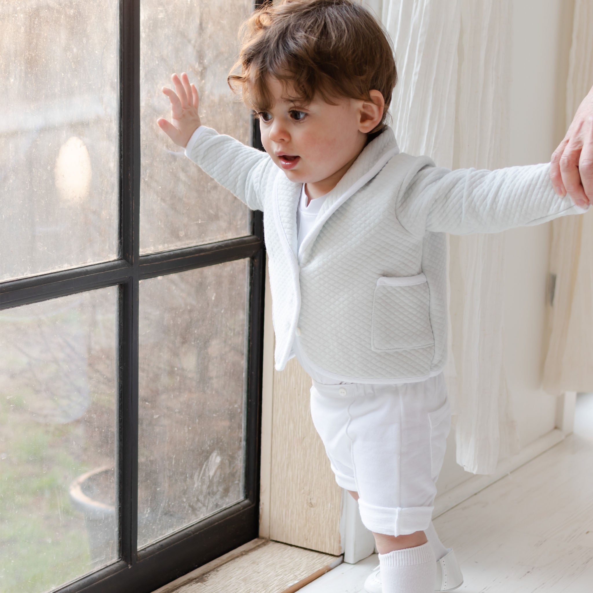 baby boy dress shorts Asher Soft Teal 3-Piece Shorts Suit at Baby Beau & Belle