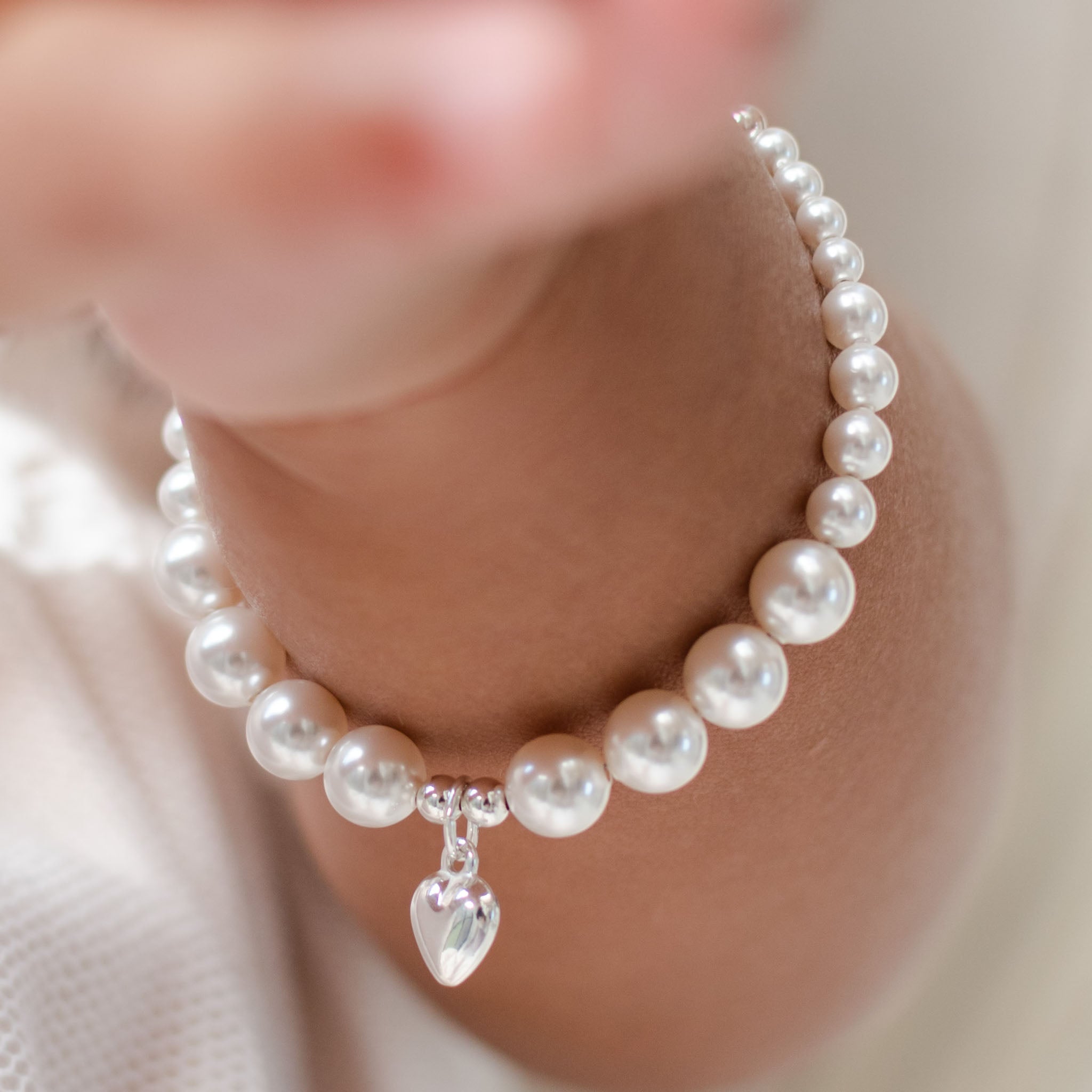 White Pearl Baby Girl Bracelet – Baby Beau and Belle