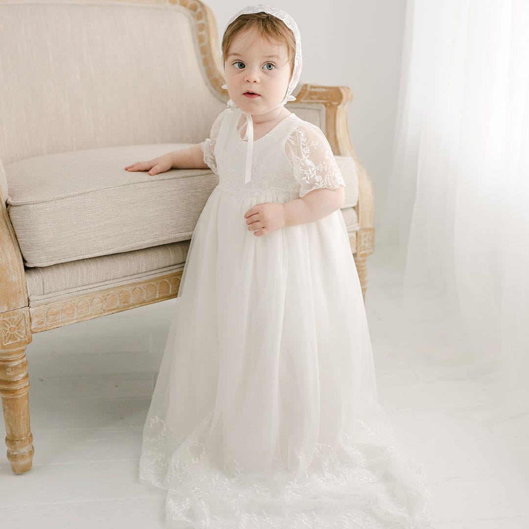 Ella Christening Gown at Baby Beau & Belle